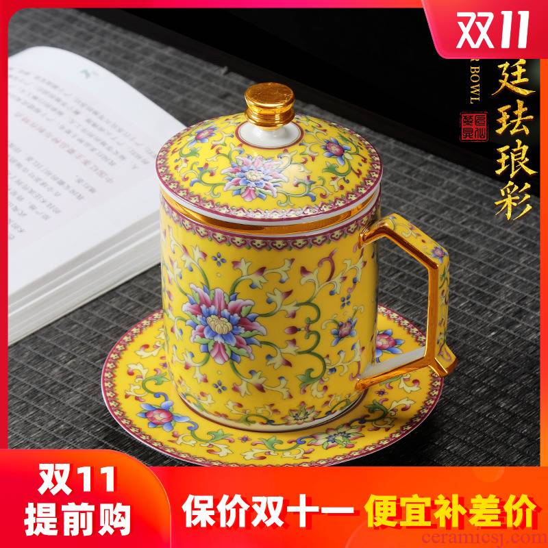 See Colour enamel artisan fairy office glass ceramic cup creative household pure manual filtering with tray tea cup