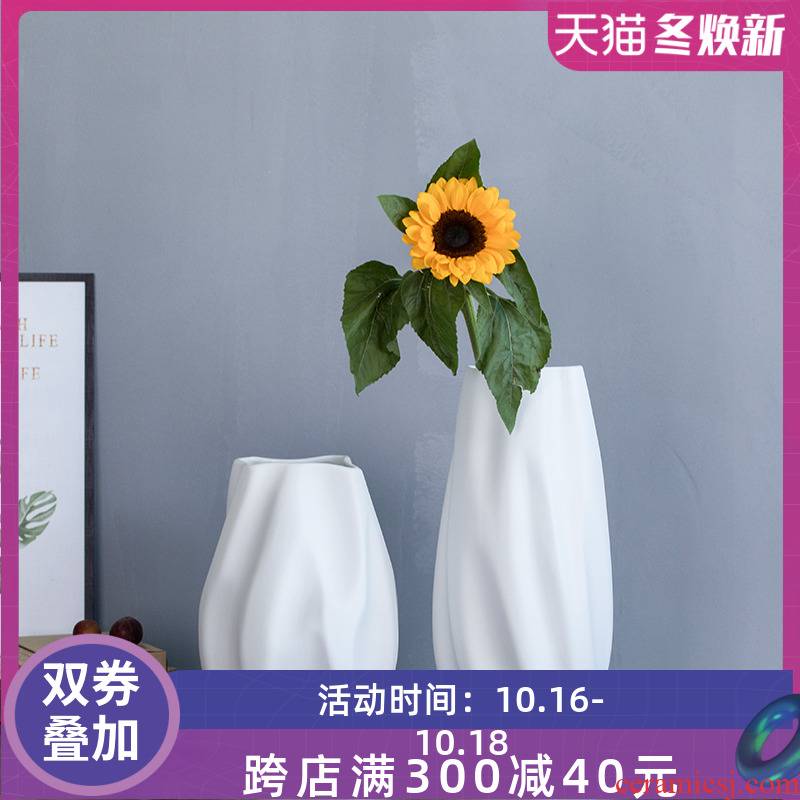 Sitting room creative furnishing articles home decoration ceramic dry flower vase floral decoration is I and contracted white vase