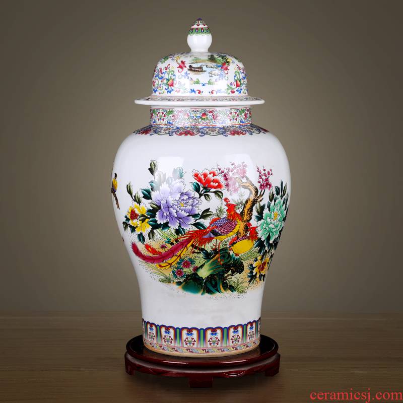 Jingdezhen ceramics high - capacity storage tank archaize general pot home living room TV cabinet decoration as furnishing articles