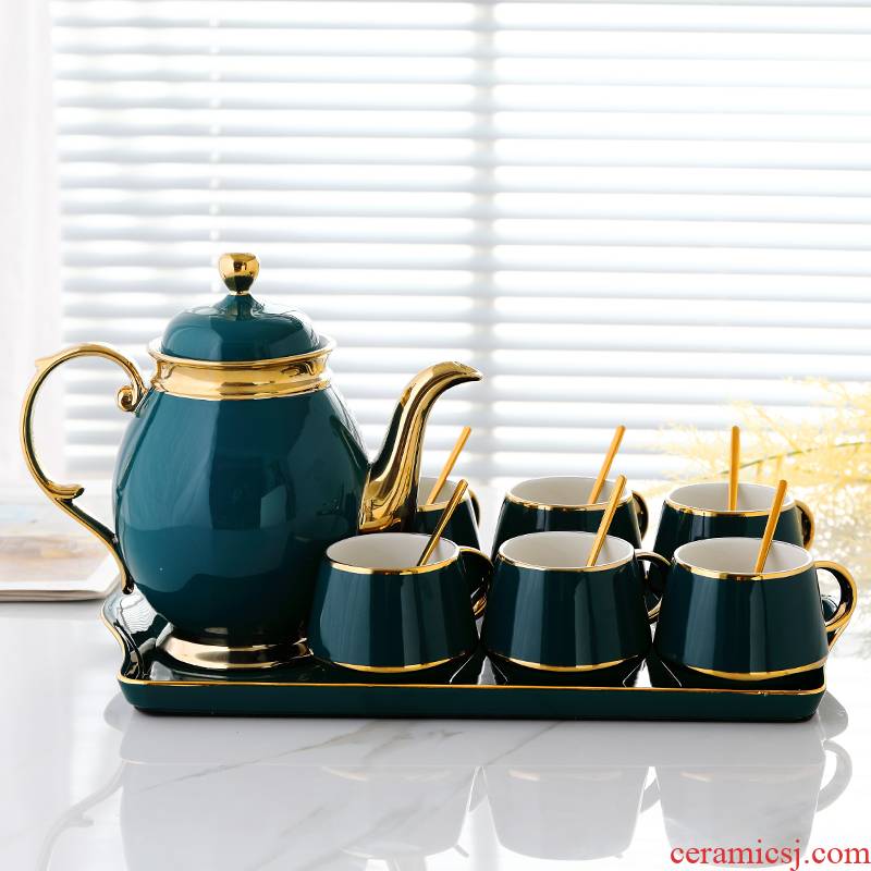Ultimately responds a cup of coffee cups and saucers small European - style key-2 luxury ceramic cup home English afternoon tea sets with water tray
