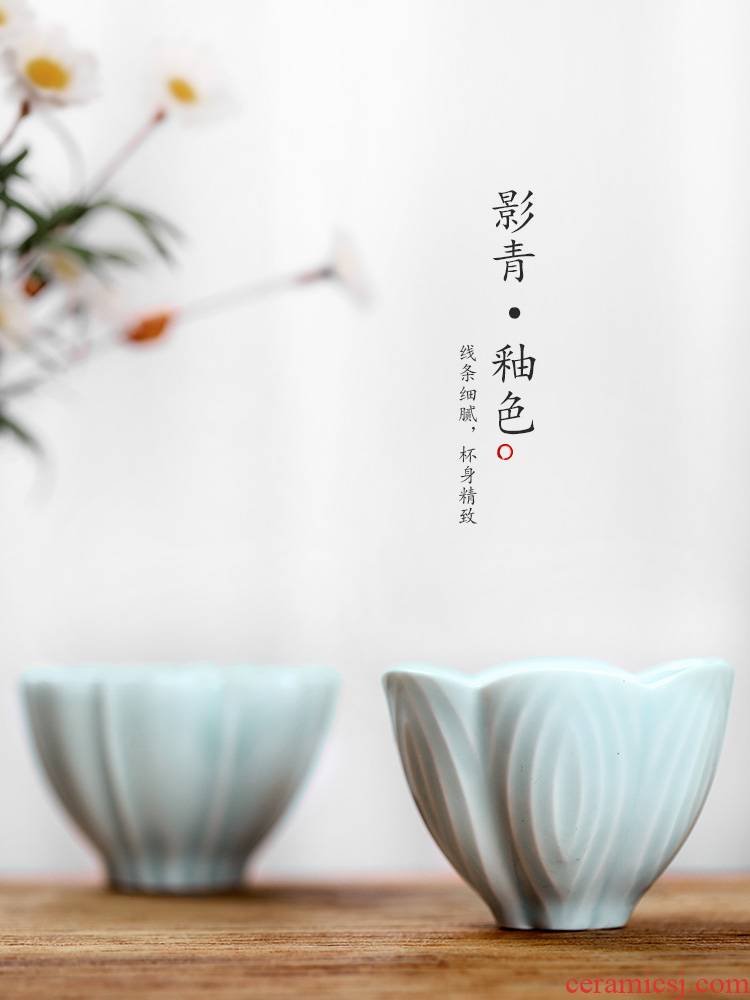 Jingdezhen ceramic cup sample tea cup kung fu masters cup single cup large shadow blue glaze tea only, household utensils