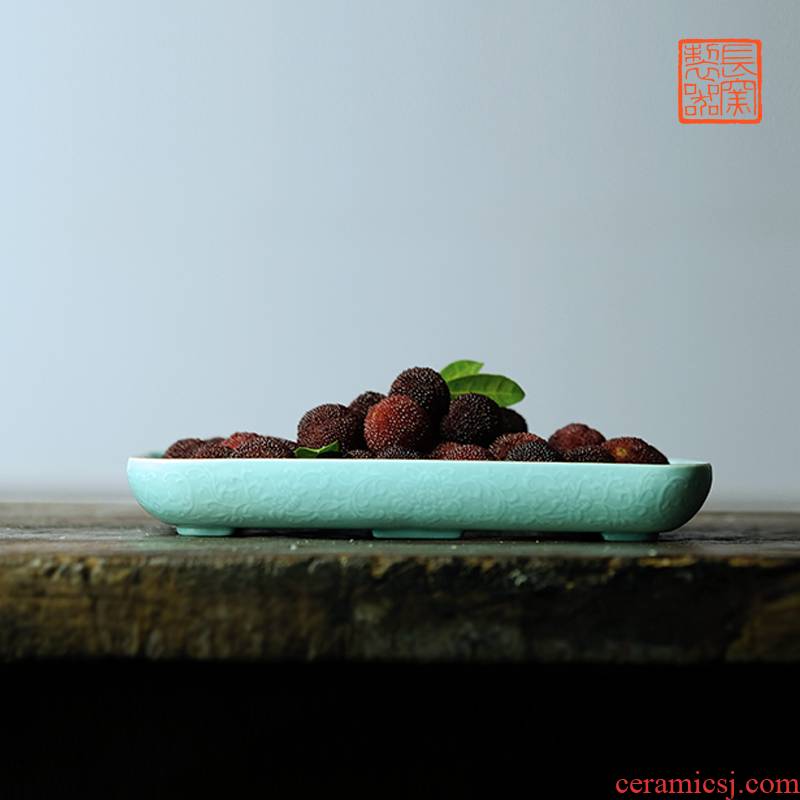 Offered home - cooked in turquoise, see colour square pot of tea tray bearing dry mercifully glaze plate jingdezhen hand - carved ceramic tea tray