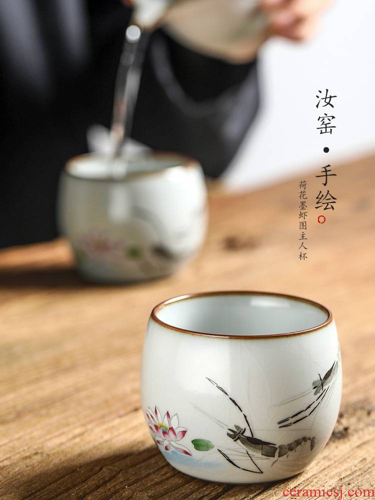 Master your up sample tea cup cup single cup pure manual jingdezhen ceramic tea set prawn hand - made kung fu large cups