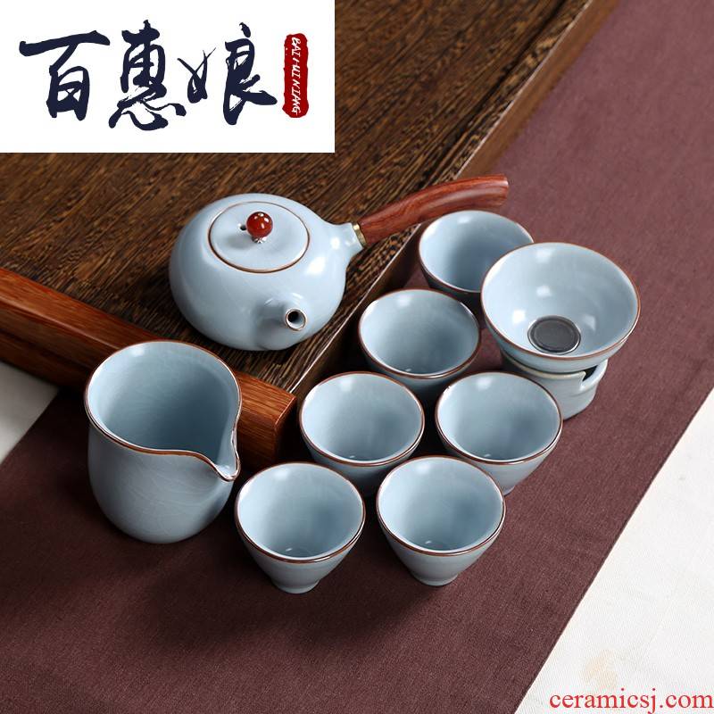 (niang coarse pottery side put the pot of kung fu tea set ceramic household small Chinese style is I contracted your up with restoring ancient ways