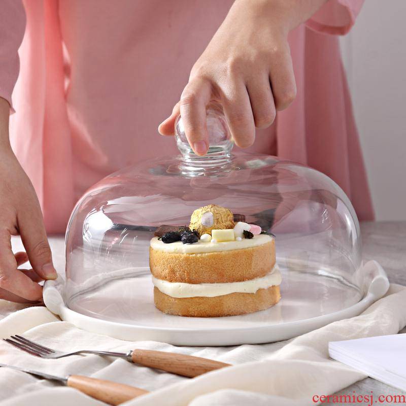 Creative cake plate glass dust cover ceramic tray was dessert fruits home sitting room at west dessert furnishings