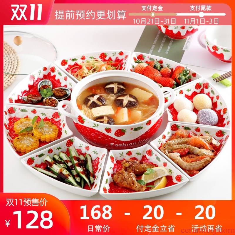 Dishes suit household creative fruit dish dish dish family reunion dinner chafing dish platter ceramic tableware suit