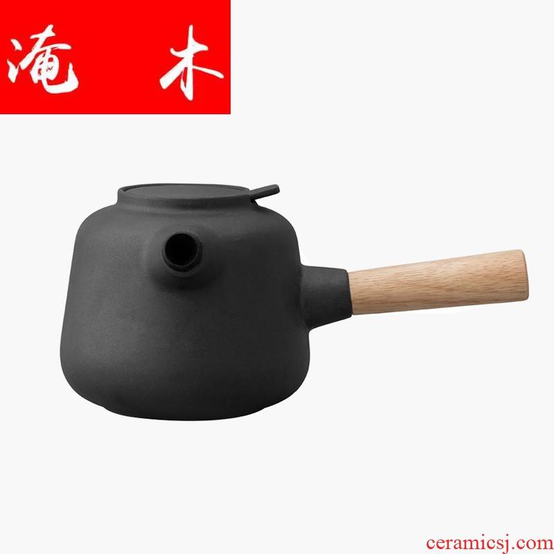 Submerged wood Denmark contracted grind arenaceous cooking pot ceramic side boil pot of 750 ml Nordic home little teapot tea