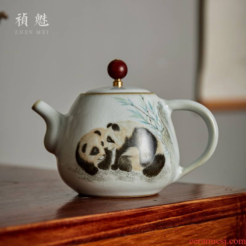 Shot incarnate your up hand - made panda jingdezhen ceramic teapot kung fu tea set household slicing can be a single pot teapot