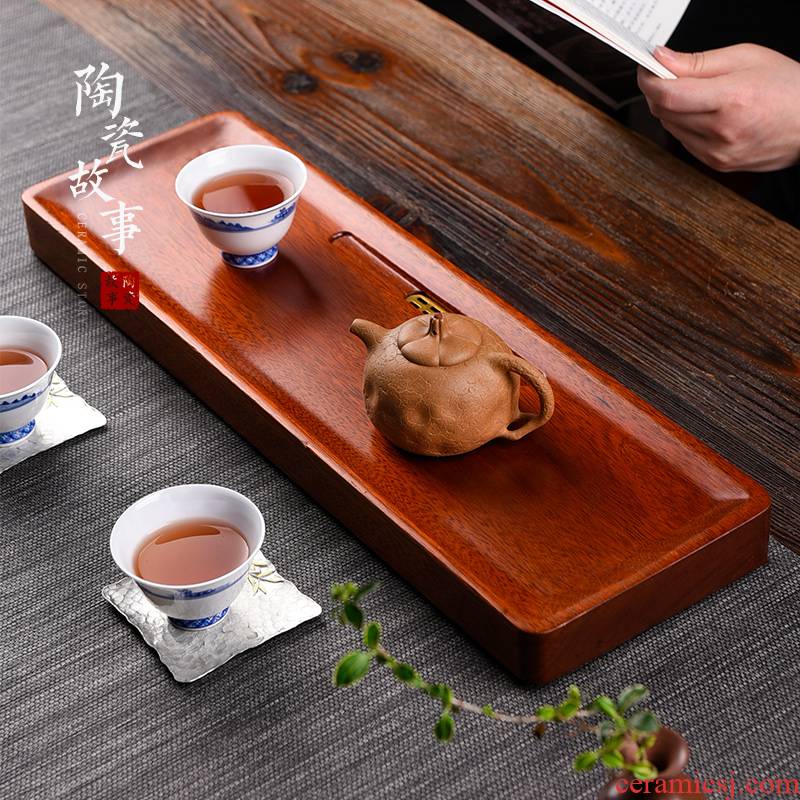Ceramic story real wood dry Taiwan tea tray was water drainage saucer household contracted tea sea small kung fu tea set