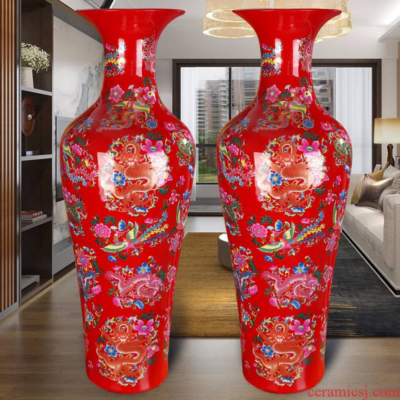 China red large vases, jingdezhen ceramics high TV ark to heavy adornment furnishing articles archaize sitting room
