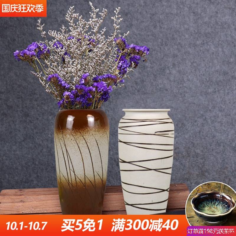 Nordic restoring ancient ways of jingdezhen ceramics creative Chinese vase furnishing articles sitting room dry flower flower arranging flowers trinkets