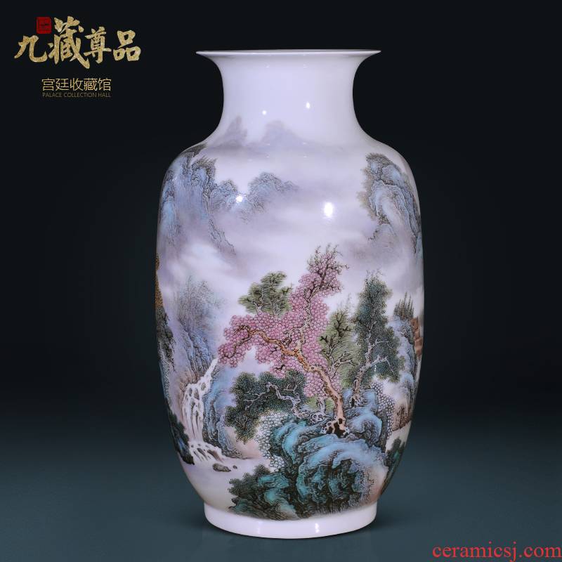 Jingdezhen ceramics Wang Guangtian hand - made lake xiuse vase Chinese style living room TV cabinet decorative furnishing articles arranging flowers