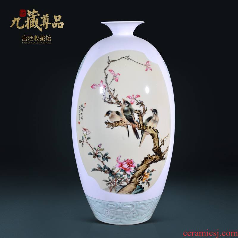 Jingdezhen ceramics Xiong Jian hand - made powder enamel vase Chinese style living room TV cabinet decorative furnishing articles arranging flowers