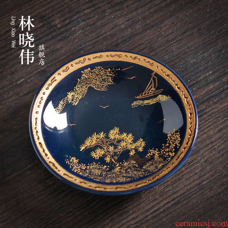 Cloisonne mat small colored enamel cup mat anti hot cup mat cup creative ceramic kung fu tea set with parts