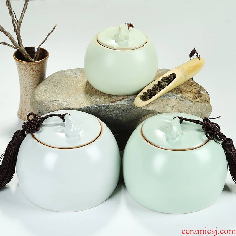 Shadow enjoy your up ceramic large pu 'er tea caddy fixings seal tea storage tank tea packing box can of KY