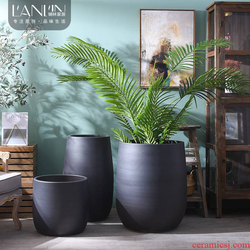 The modern creative furnishing articles contracted ceramic vase flower arrangement sitting room green plant is big big home decoration