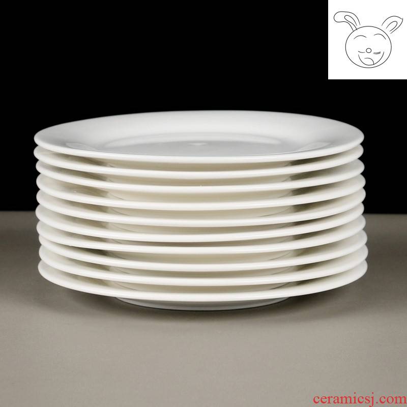 10 home restaurant hotel restaurant ceramic plates 6 to 7 inches round white bare-bones shallow plate side dishes
