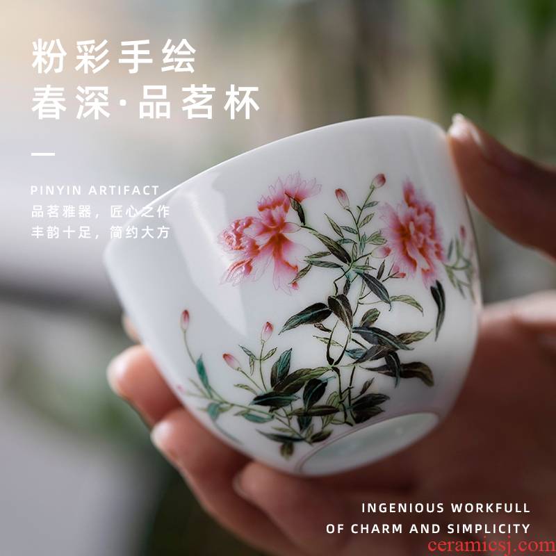 Spring deep sample tea cup pure manual painting kung fu tea cups jingdezhen household small cups ceramic tea set