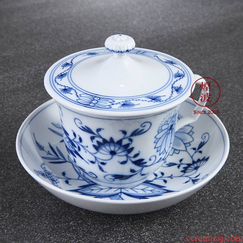 German mason mason meisen porcelain blue onion tureen tea cups and saucers set tea service