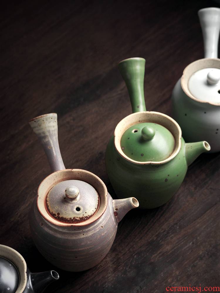 About Nine soil Japanese zen manual coarse pottery teapot side handle single pot of ancient ceramics kung fu tea set with filtering