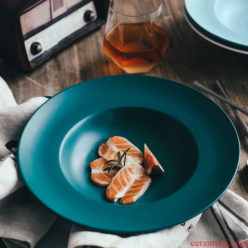 Nordic creative ceramic pasta dish food dish deep dish of household food dish tableware straw hat dish soup plate FanPan disc