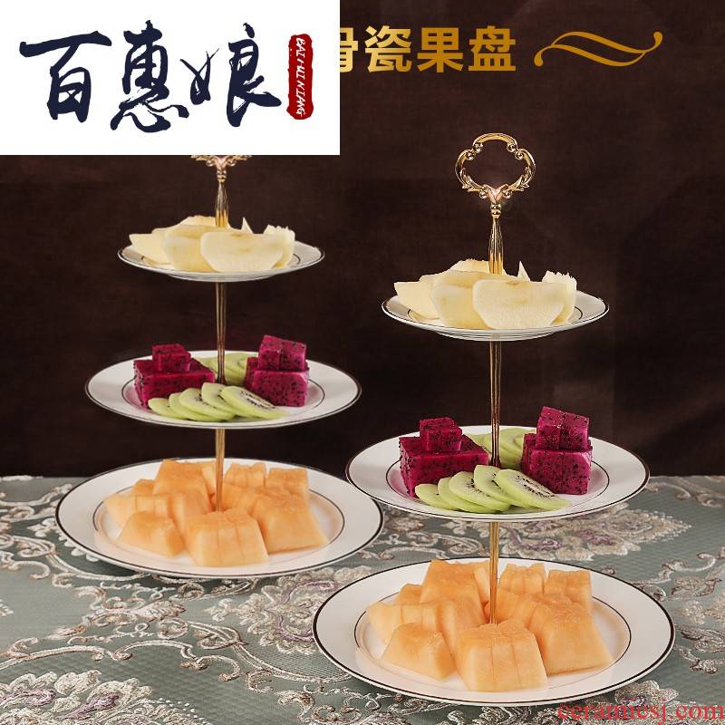 Three layer (niang compote with European ipads porcelain fruit dish rack shelf cake of melon seed set all the afternoon tea cake