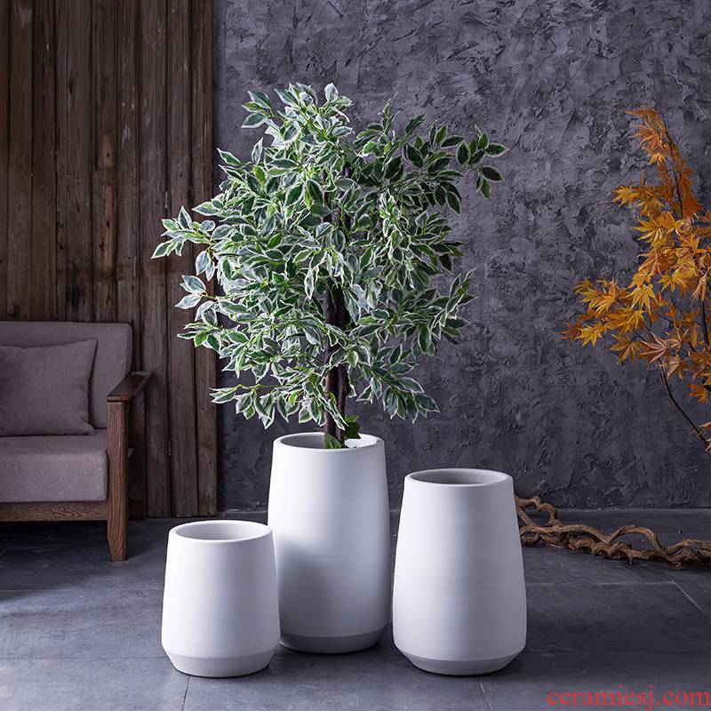 Nordic I and contracted land, green plant pot interior decoration the plants of large diameter three - piece ceramic vases, furnishing articles