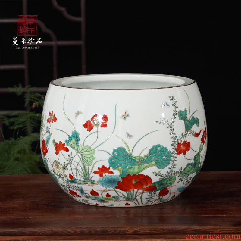 Jingdezhen porcelain color lotus writing brush washer from Jingdezhen porcelain porcelain lotus receive ceramic cylinder cylinder