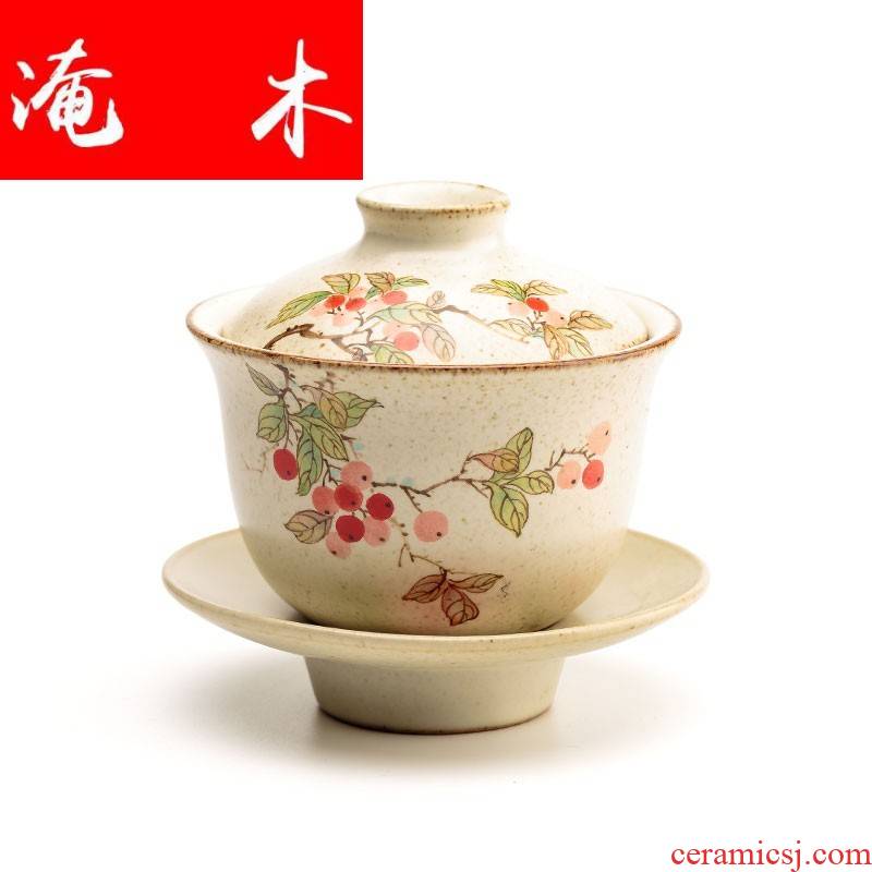 Submerged ceramic hand - made wooden only three cups of tureen jingdezhen large pure manual kung fu tea set three cups a dip