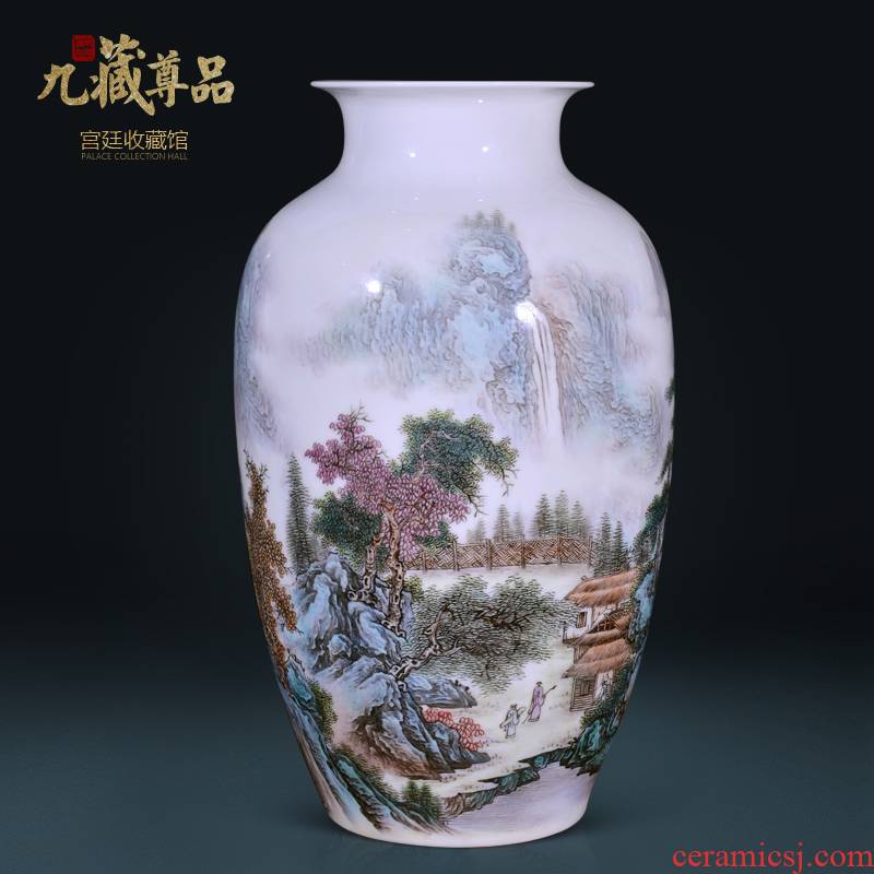 Jingdezhen ceramics Wang Guangtian hill singing spring goddess of mercy bottle Chinese style living room TV cabinet decorative furnishing articles arranging flowers
