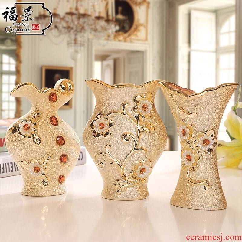 Jingdezhen ceramic European - style floret bottle gold - plated home furnishing articles I handicraft decorative flowers sitting room..