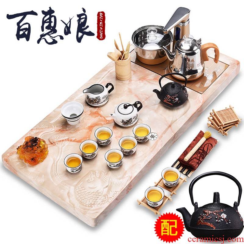 (niang purple sand tea set household kung fu tea tray was contracted sitting room tea tea ceramic teapot teacup