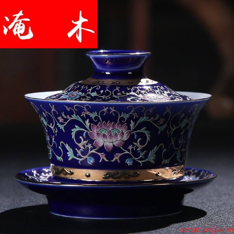 Submerged wood grilled jingdezhen spend three to use pastel rolling tureen the see colour white porcelain tea tea set manually