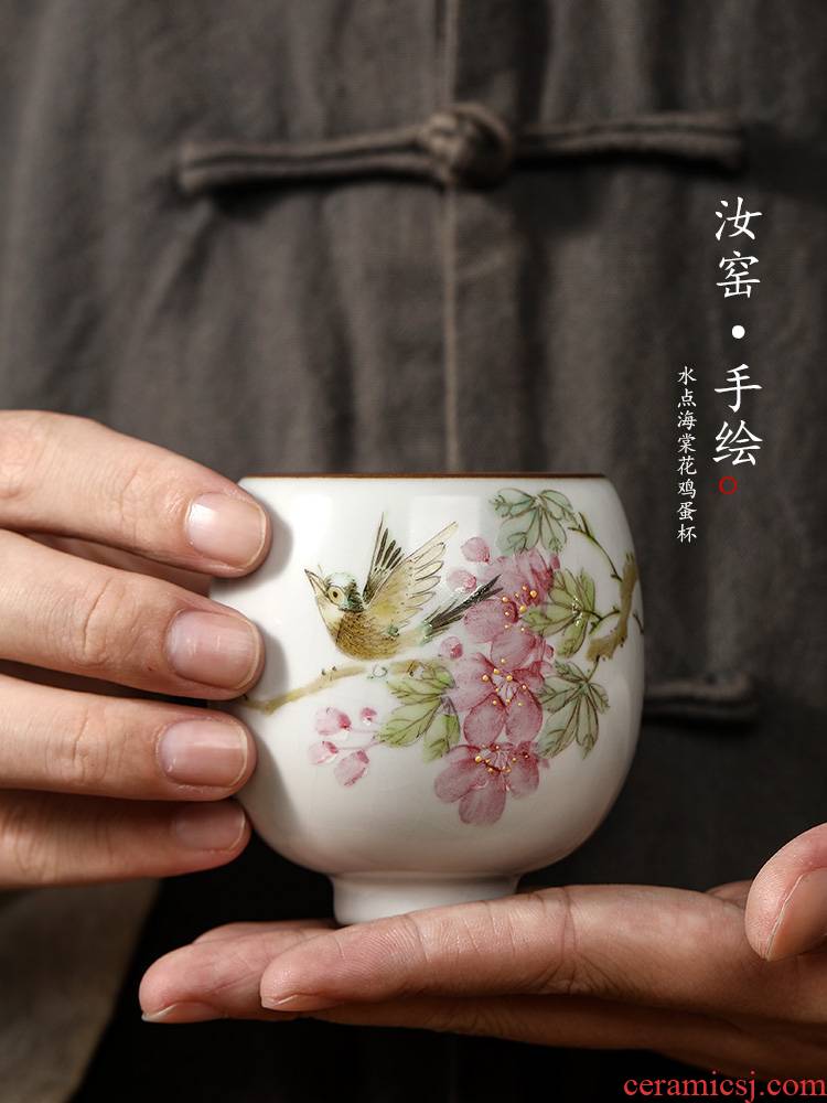 Jingdezhen your up hand - made peach blossom put water point kung fu master cup single cup of pure manual sample tea cup for cup ceramic cups