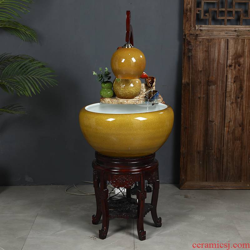Up with jingdezhen ceramic aquarium tank circulation water filter water spray a goldfish bowl sitting room adornment small place