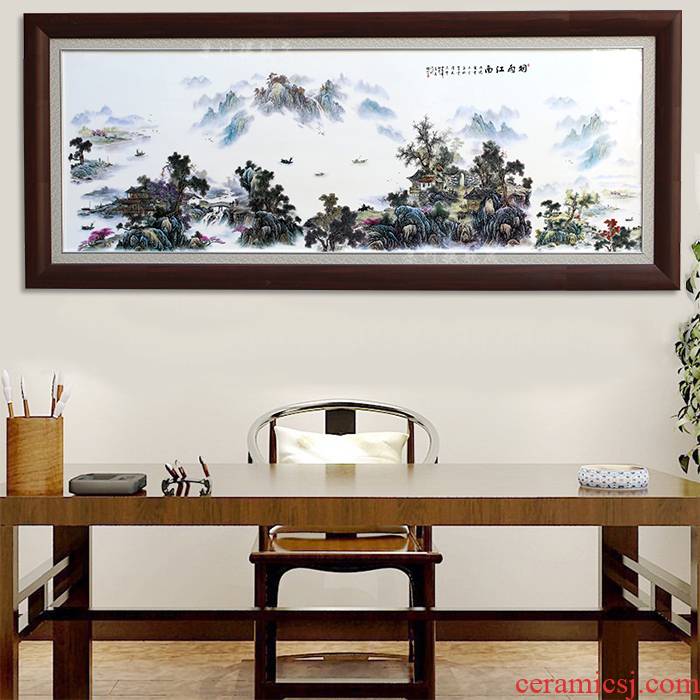 Misty rain jiangnan porcelain plate painting background of jingdezhen porcelain painting in the sitting room sofa set office wall adornment ceramics