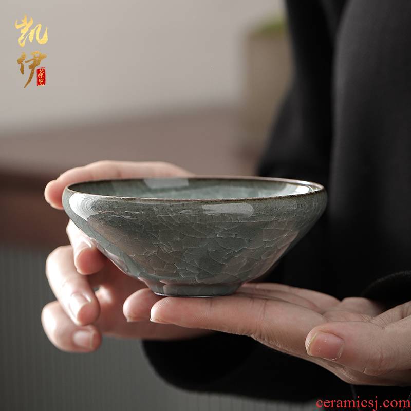 Zeng, Guangxu celadon calving lamps kung fu tea cups, ceramic sample tea cup individual cup tea cup master cup home
