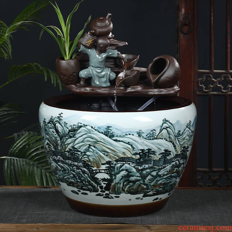 Jingdezhen ceramic aquariums circulating water informs the extra large gold fish bowl sitting room feng shui plutus furnishing articles