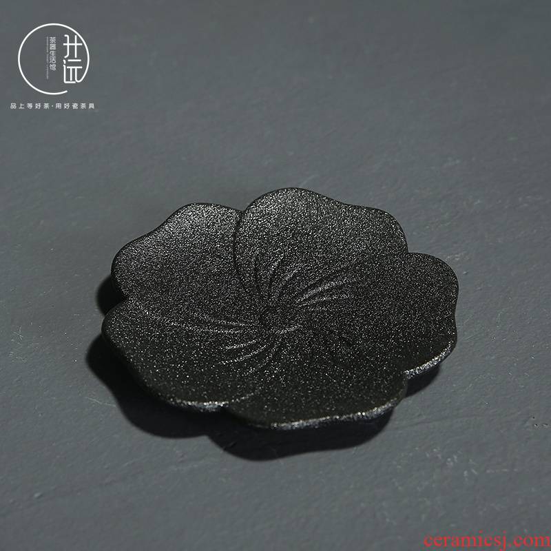 Black pottery teacup pad restoring ancient ways heat insulation cup mat contracted glass cups and saucers saucer ceramic kung fu tea tea accessories