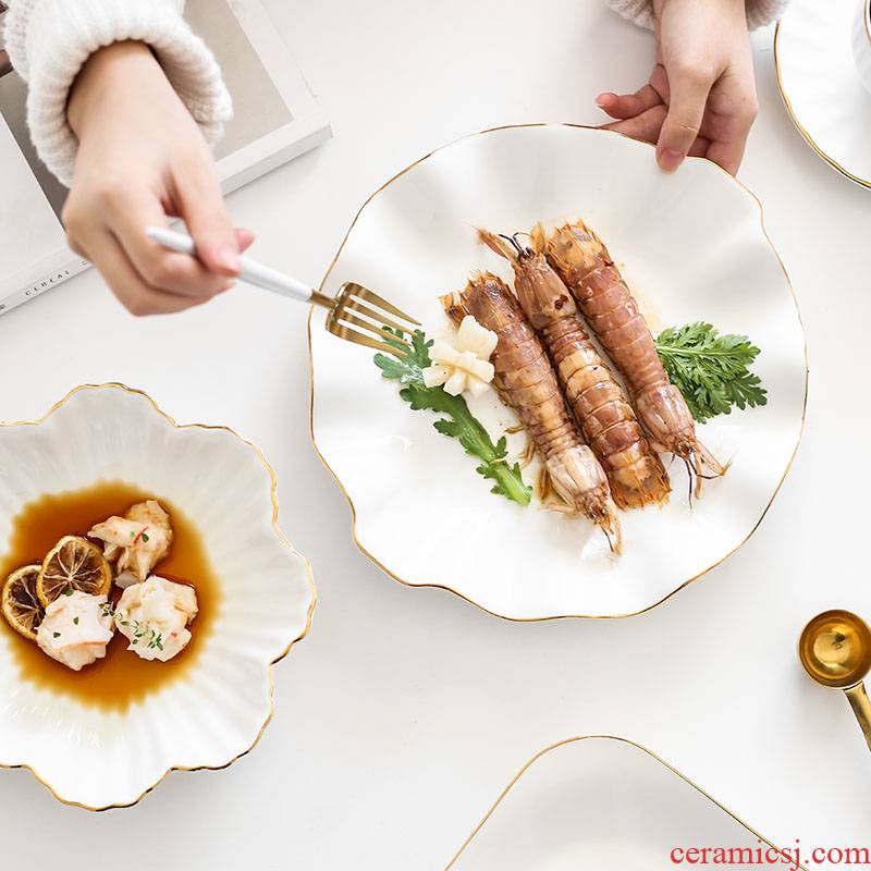 Deep Jin Bianpan ceramic dish dish dish dish Nordic creative web celebrity household utensils soup plate FanPan small key-2 luxury for breakfast