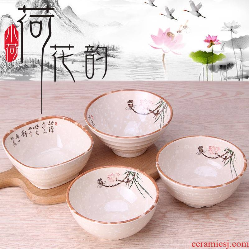 The domestic melamine bowl ltd. kitchen lotus plastic bowl of rice, a Japanese small bowl imitation porcelain tableware to use spoon, dip in a cup of hot pot