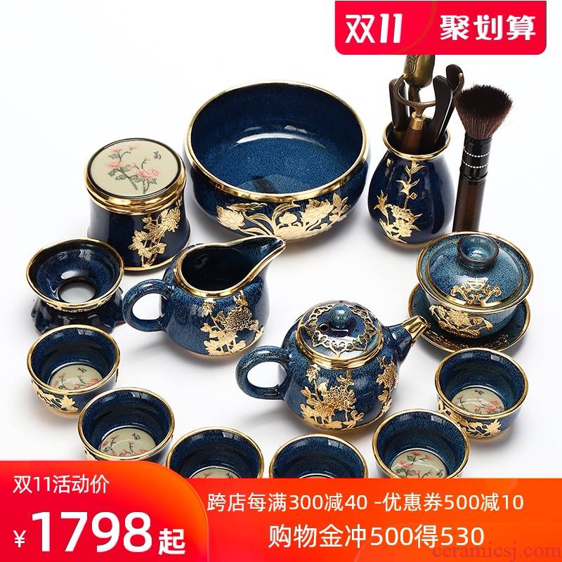 Recreational product an inset jades built lamp that kung fu tea set jingdezhen teapot home sitting room tureen tea cups