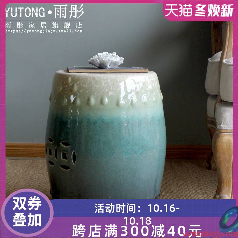 Jingdezhen ceramic furnishing articles of new Chinese style drum who round gradients cold pier sitting room sofa tea table dressing table who