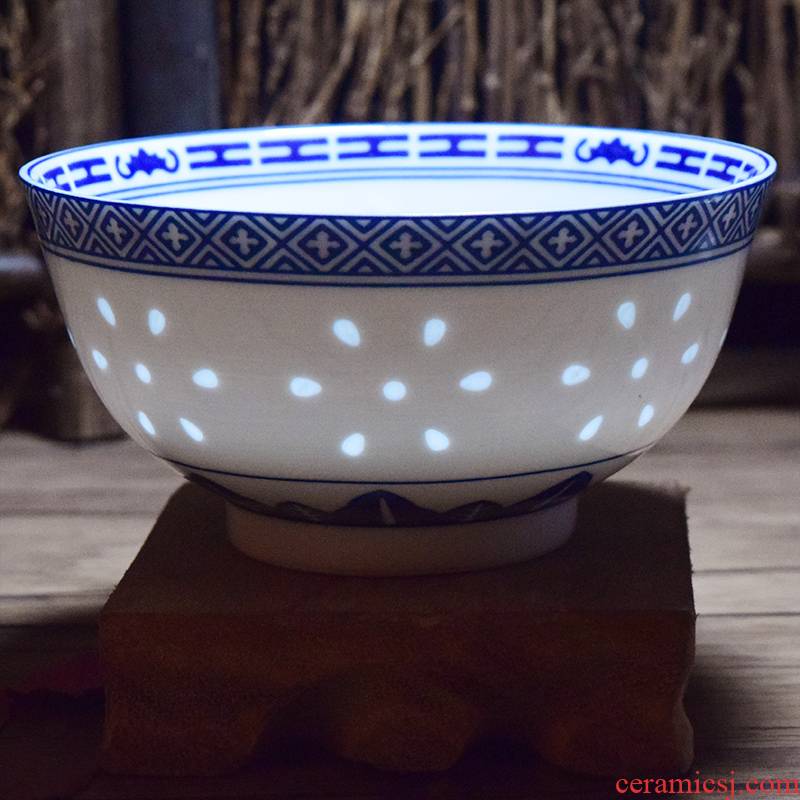 High - grade jingdezhen blue and white porcelain bowls ceramic bowl Chinese style restoring ancient ways is the an old - fashioned nostalgic household suit 10 exquisite dishes