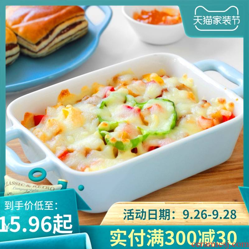 Many home baked cheese ceramic ears rectangle microwave oven roasted bowl for FanPan bowl plate