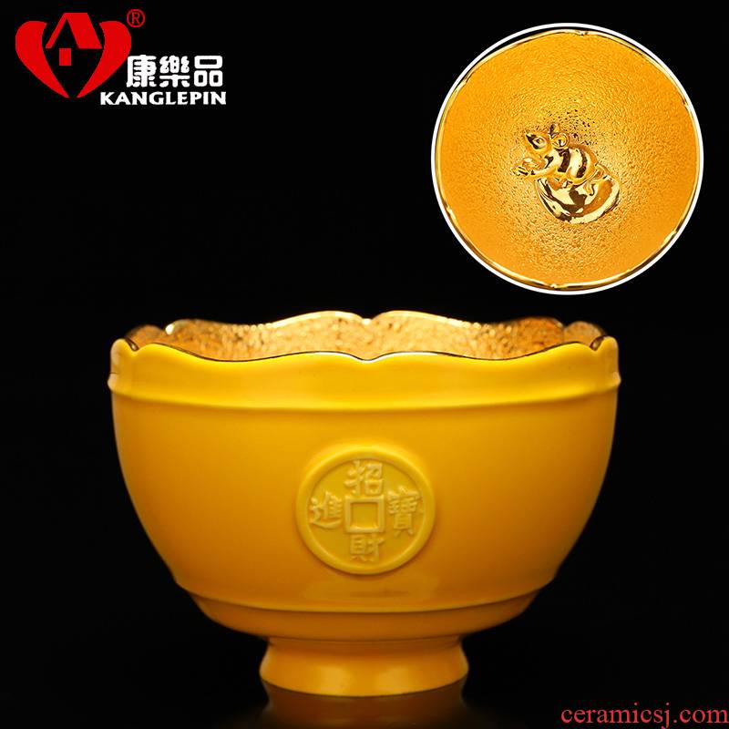 Recreational product emperor huang ceramic masters cup 24 k gold cups kung fu tea tea set little single cup sample tea cup, bowl