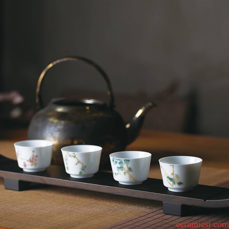 Pastel hand - made master cup of jingdezhen ceramic personal kung fu tea set thin foetus pu - erh tea cups sample tea cup