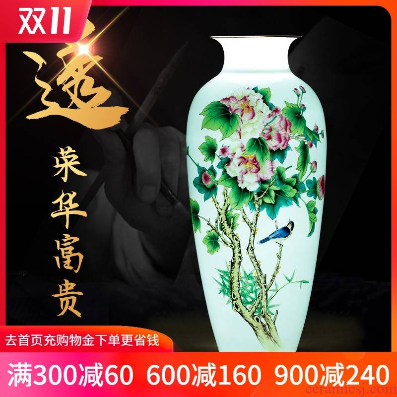 Jingdezhen ceramics thin foetus enamel vase of porcelain of splendor in the sitting room of Chinese style household decorative furnishing articles arranging flowers