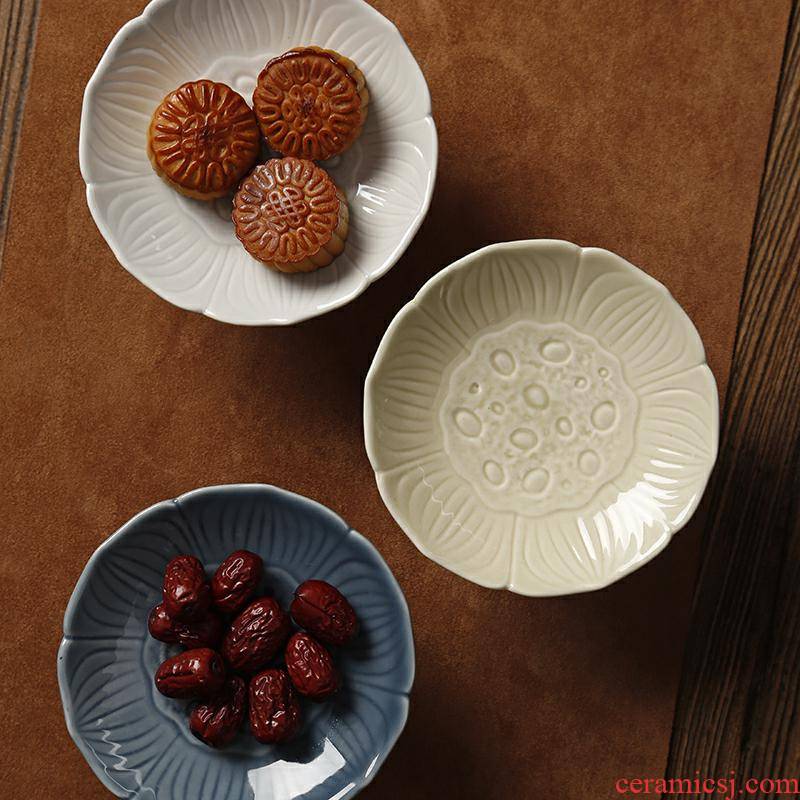 Zen lotus new Chinese style restoring ancient ways compote tea tray ceramic fruit nut bowl dessert plate tray type