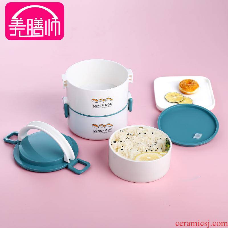 The microwave thermal insulation lunch box office worker multi - layer separation portable enamel - lined super - long insulation barrels of stainless steel